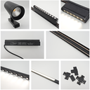 Lámpara Slim de Superficie Magnética LED tipo Spotlight p/Riel de 27mm de ancho, 12W, 4000K Blanco Natural, 48Vdc, Diámetro: 45mm, Instalación: Empotrar o Superficie, 24 Grados, Negra