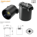 Lámpara Slim Magnética LED tipo Mini Spot Light Circular p/Riel de 27mm de ancho, 8W, 4000K Blanco Natural, 48Vdc, Diámetro: 55mm, Instalación: Empotrar o Superficie, 60 Grados, Negra