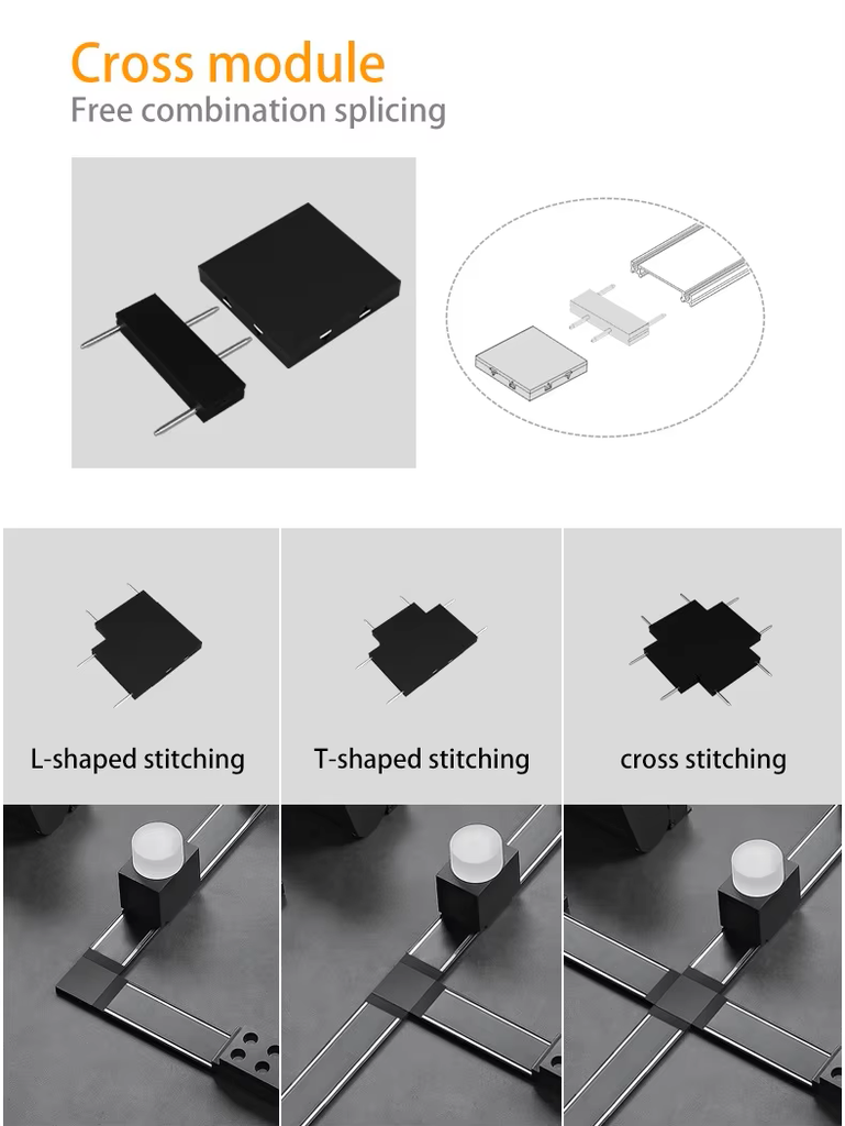 Conector en L Horizontal, p/Riel de 27mm de ancho de Lámpara Slim Magnética de 2 cables, 48Vdc, Negro
