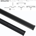 Riel Slim de 27mm de ancho p/Lámpara Magnética de 48Vdc, 2.4 Metros, 2 cables, Instalación de Superficie, Negro