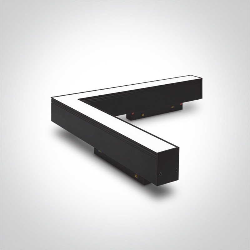 Lámpara Lineal Magnética LED de esquina 90 Grados, 20mm de ancho, 20W, 4000K Blanco Natural, 48Vdc, 120 Grados, Negro