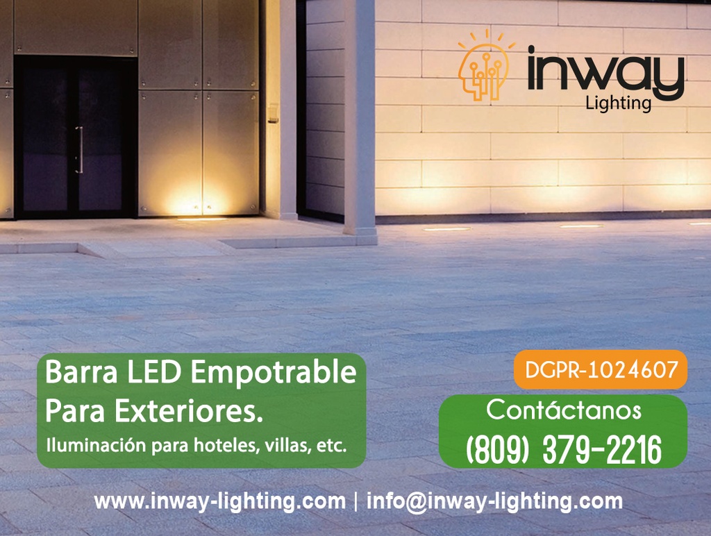 Barra LED, p/Empotrar de Exterior, 24W, CW 6000K, 24Vdc, IP67, 120 Grados, Dimensiones: 1000x33.2x51mm, Material: Aluminio