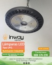 Lámpara High Bay SMD LED, Tipo UFO, 300W, CW 6000K, 100-277Vac, Supresor de Pico 4KV, IP65, 60 Grados
