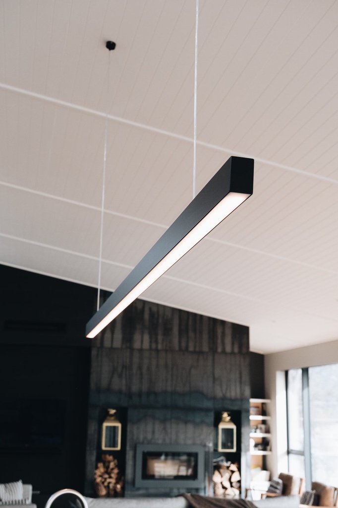 Lámpara Lineal Light para Colgar LED, 80W, 96&quot;(240cm), 4000K Blanco Natural, Frost, 100-240Vac, 120 Grados, Negra