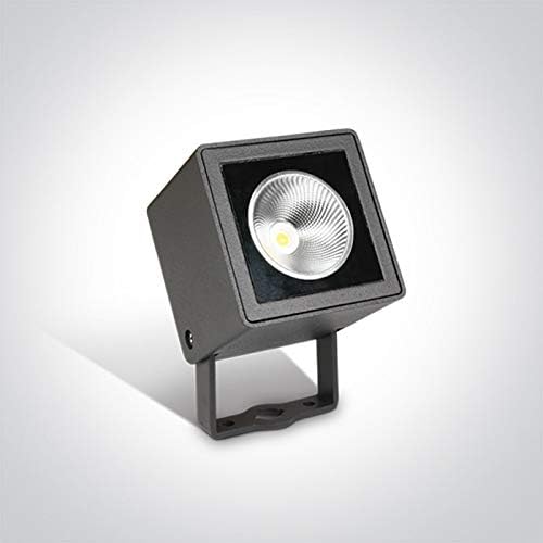 Reflector COB LED, 6.5W, 3000K Blanco Cálido, 100-265Vac, IP65, 30 Grados, Dimensiones: 65x65x100mm, Gris Oscuro, Material: Aluminio