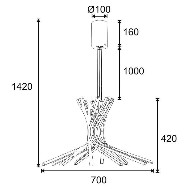 Lámpara LED Decorativa Colgante, DG60927P, 156W, 13x12W, 3000K Blanco Cálido, 85-265Vac, Dimensiones: Φ700x1200mm, IP20