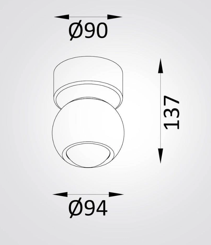 Lámpara LED Decorativa de Superficie, DG61241C, 5W, 4000K Blanco Natural, 85-265Vac, Dimensiones: Φ94x137mm, IP20, Gris Oscuro