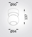 Lámpara LED Decorativa de Superficie, DG61241C, 5W, 4000K Blanco Natural, 85-265Vac, Dimensiones: Φ94x137mm, IP20, Gris Oscuro