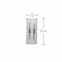 Conector p/Manguera LED SMD5050, unicolor, recto, PCB 15mm y 2 vías con pin