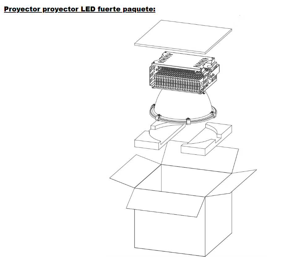 Reflector con Campana, 600W, 6000K Blanco Frío, 100-277Vac, IP65, 60 Grados, Negro, Dimensiones: Φ448x500mm