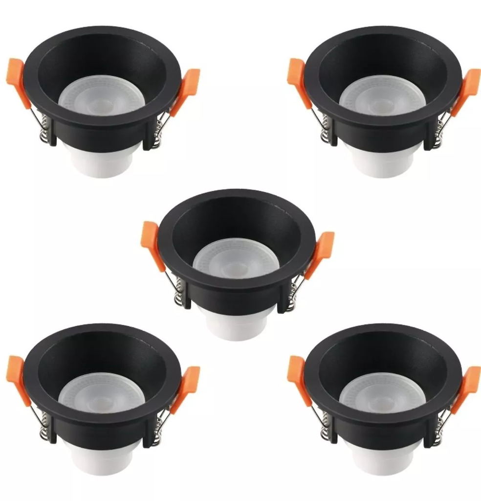Base Circular p/Empotrar Bombilla, Dirigible, Dimensiones: Φ78x39mm, Negro, Incluye zócalo GU10