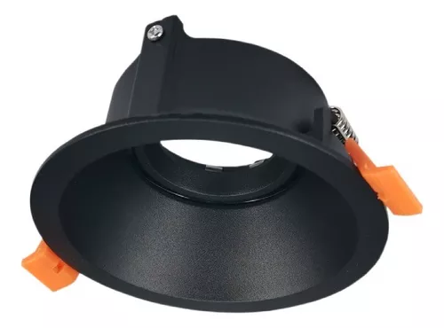 Base Circular p/Empotrar Bombilla, Dirigible, Dimensiones: Φ78x39mm, Negro, Incluye zócalo GU10