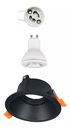 Base Circular p/Empotrar Bombilla, Dirigible, Dimensiones: Φ78x39mm, Negro, Incluye zócalo GU10