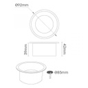 Base Circular p/Empotrar Bombilla, Dirigible, Dimensiones: Φ78x39mm, Negro, Incluye zócalo GU10