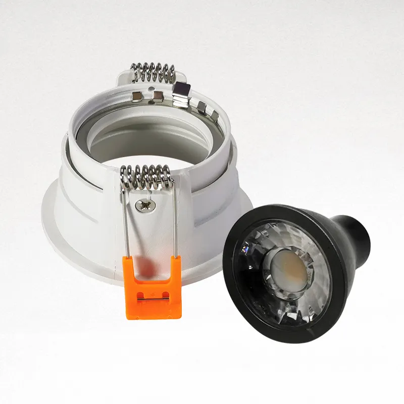 Base Circular p/Empotrar Bombilla, Dirigible, Dimensiones: Φ78x39mm, Blanco, Incluye zócalo GU10