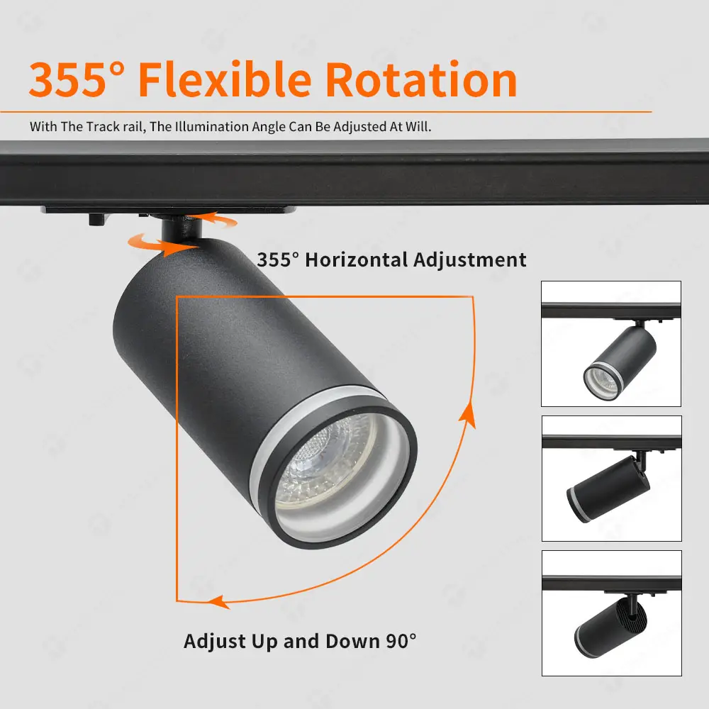 Cajetín p/Track light LED, DG-5425-02, Base: GU10, 2 cables, Dimensiones: Φ55x100mm, Negro