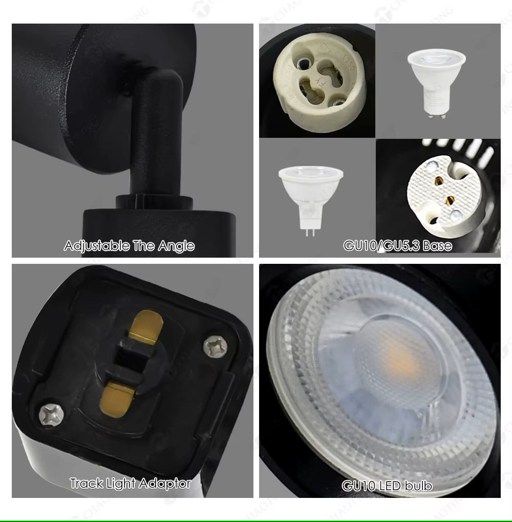Cajetín p/Track light LED, DG-5425-02, Base: GU10, 2 cables, Dimensiones: Φ55x100mm, Negro