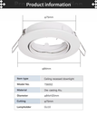 Base Circular p/Empotrar Bombilla, Dirigible, Dimensiones: Φ92x25mm, Blanco, Incluye zócalo GU10