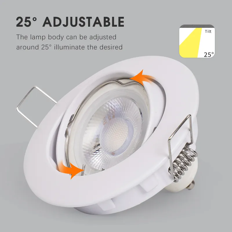 Base Circular p/Empotrar Bombilla, Dirigible, Dimensiones: Φ92x25mm, Blanco, Incluye zócalo GU10