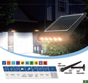 Lámpara Solar LED de Pared (Aplique) de 8W con Panel Solar Integrado de 4.5W, 5.5V y Sensor de Movimiento, 4000K Blanco Natural, 120 Grados, Con Batería de Litio de 14.8Wh, IP65, Dimensiones: 214x268x76mm, Negro