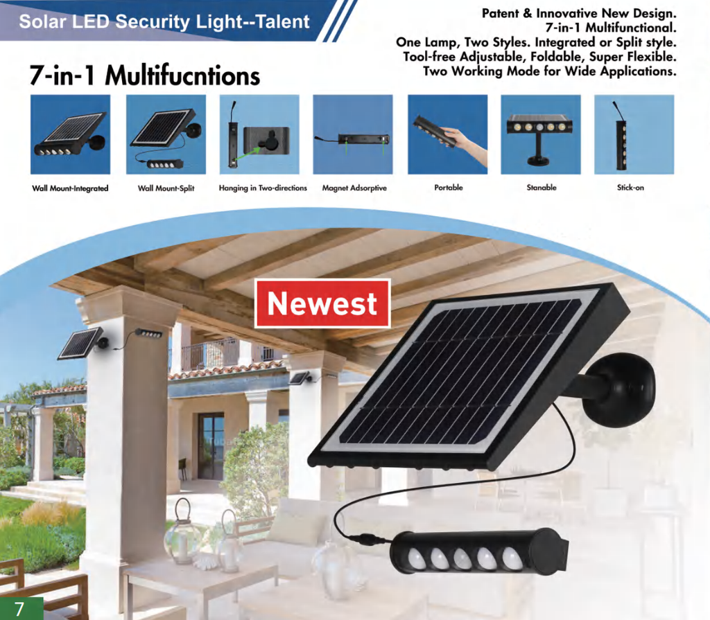 Lámpara Solar LED de Pared (Aplique) de 8W con Panel Solar Integrado de 4.5W, 5.5V y Sensor de Movimiento, 4000K Blanco Natural, 120 Grados, Con Batería de Litio de 14.8Wh, IP65, Dimensiones: 214x268x76mm, Negro