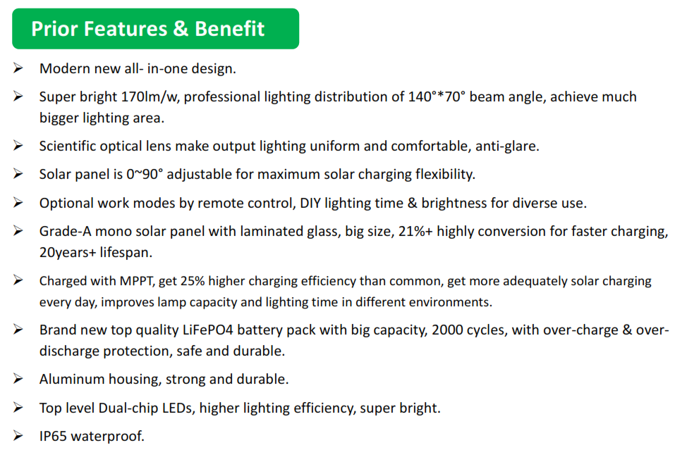 Lámpara Solar de Calle LED de 80W con Panel Integrado de 42W, 17.5V y Sensor de Movimiento, 6000K Blanco Frío, 140x70 Grados, Con Batería de Litio 153.6Wh, 17.5V, IP65, Negra, 172.5Lm/W