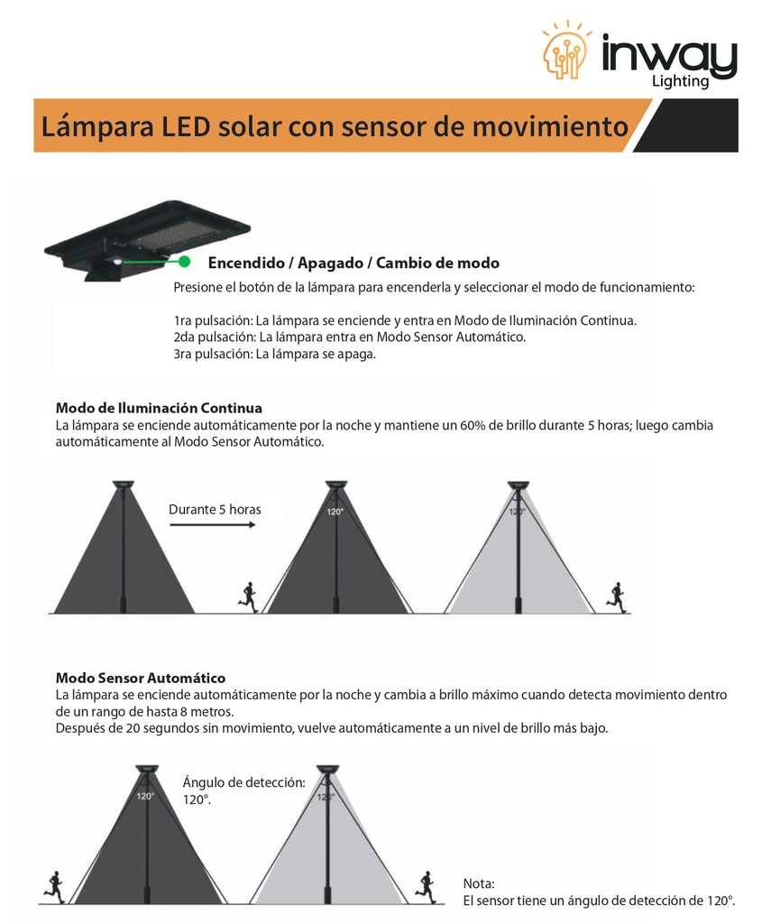 Lámpara Solar de Calle LED de 80W con Panel Integrado de 42W, 17.5V y Sensor de Movimiento, 6000K Blanco Frío, 140x70 Grados, Con Batería de Litio 153.6Wh, 17.5V, IP65, Negra, 172.5Lm/W