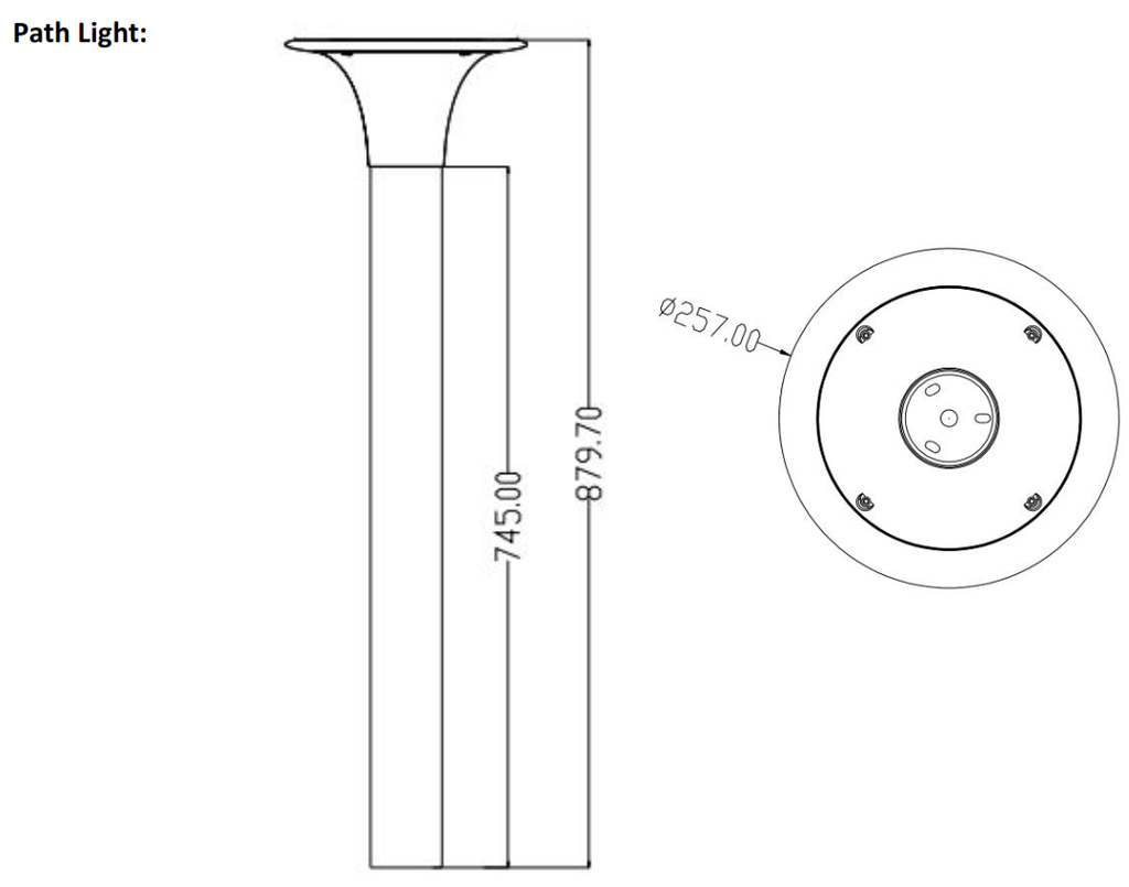 Bolardo Solar LED de 15W con Panel Solar Integrado de 5.8W, 4.5V y Sensor de Movimiento, 3000K + 4000K, 360 Grados, Con Batería de Litio de 19.2Wh, IP65, Dimensiones: 257x257x879.7mm, Negro