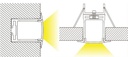 Perfil de Aluminio p/Cinta LED con PCB de 8-20mm, DG-E2310, Medidas: 23.5x9.75x2500mm, p/Empotrar, incluye: difusor opal con nivel de transparencia de un 65%, 2 tapas terminales y 4 clips, Plateado