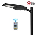 Lámpara Solar de Calle LED de 40W con Panel Integrado de 21W, 13.5V y Sensor de Movimiento, SMD2835 x 90pcs, 5000K, 140x70 Grados, Con Batería de Litio 115.2Wh, 9.6V, 12000mAh, IP65, Negra, 150Lm/W