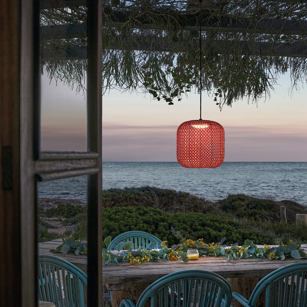 Lámpara Decorativa Artesanal Colgante, GrapeFruit, 12W, 3000K Blanco Cálido, Dimensiones: 300x450mm, Material: Rattan