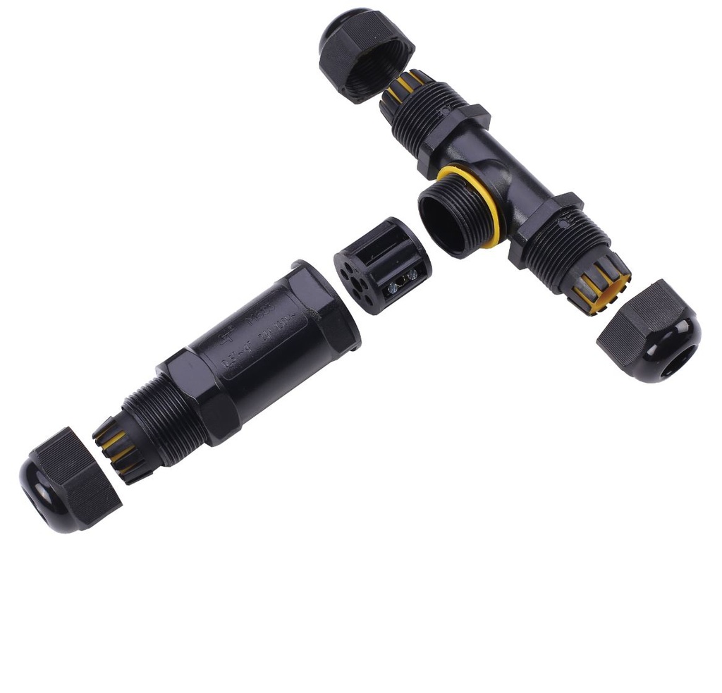 Conector Tripolar IP68, Tipo T, p/Cables de 0.5mm2 hasta 4mm2