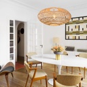 Lámpara Decorativa Artesanal Colgante, Trenzado Mediterráneo, E27, Dimensiones: 600x280mm, Material: Rattan