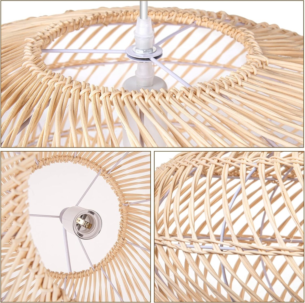 Lámpara Decorativa Artesanal Colgante, Trenzado Mediterráneo, E27, Dimensiones: 600x280mm, Material: Rattan