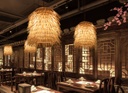 Lámpara Decorativa Artesanal Colgante, Saia Lola, 3xE27, Dimensiones: 550x600mm, Material: Bamboo