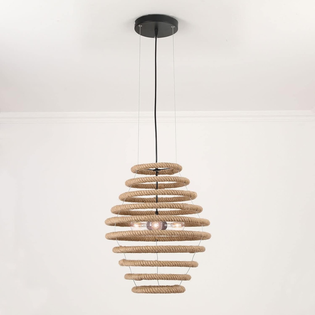 Lámpara Decorativa Artesanal Colgante, Pooh, E27, Dimensiones: 250x400mm, Material: Cuerda de cáñamo