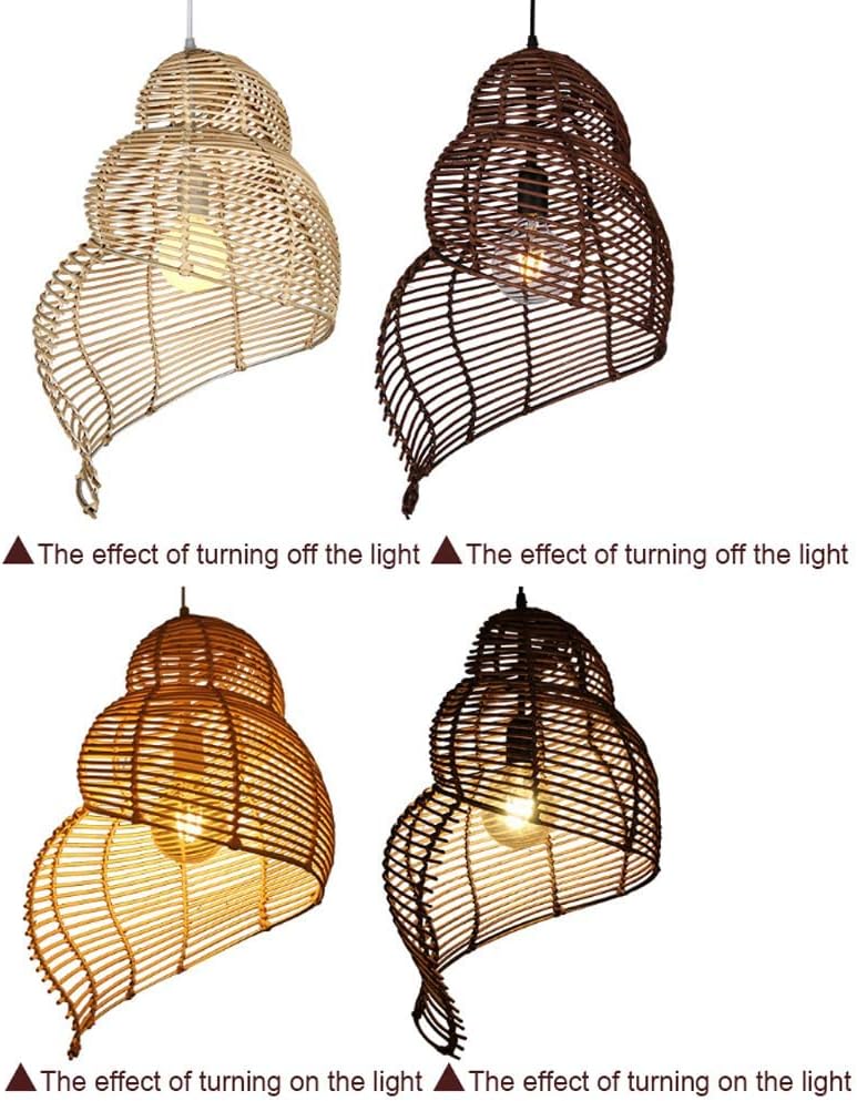 Lámpara Decorativa Artesanal Colgante, Luz de Caracol, E27, Dimensiones: 300x450mm, Material: Rattan
