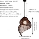 Lámpara Decorativa Artesanal Colgante, Luz de Caracol, E27, Dimensiones: 300x450mm, Material: Rattan