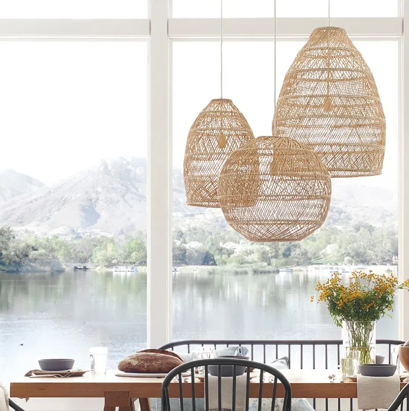 Lámpara Decorativa Artesanal Colgante, Luz Mediterránea, E27, Dimensiones: 550x680mm, Material: Rattan