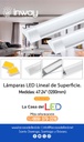 Lámpara Slim Lineal de Superficie LED, 36W, 47.24"(1200mm), 6000K Blanco Frío, Difusor Opal, 100-265Vac, IP20, 120 Grados, Incluye: Clips