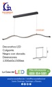 Lámpara LED Decorativa Colgante, DG50346P, 48W, 4000K Blanco Natural, 85-265Vac, Dimensiones: 1200x60x1500mm, IP20, Negra con dorado