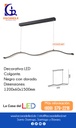 Lámpara LED Decorativa Colgante, DG50346P, 48W, 4000K Blanco Natural, 85-265Vac, Dimensiones: 1200x60x1500mm, IP20, Negra con dorado
