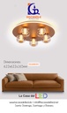 Lámpara LED Decorativa de Superficie, DG60832C, 48W, 4000K Blanco Natural, 85-265Vac, Dimensiones: 622x622x165mm, IP20, Dorado con blanco