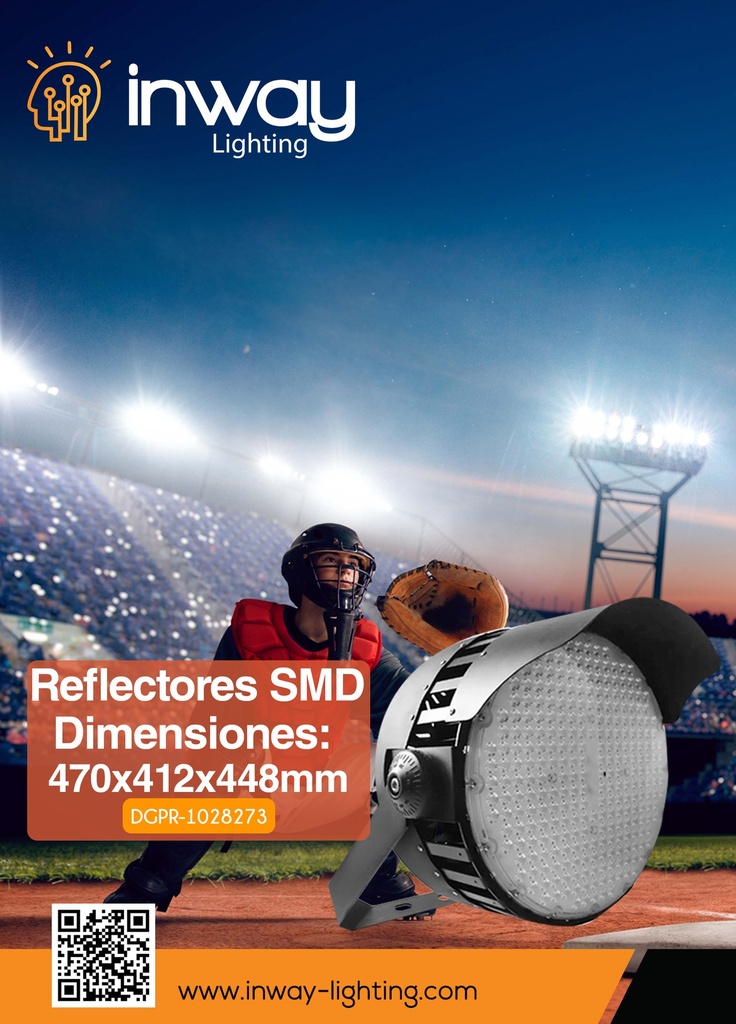 Reflector SMD LED, 500W, 6000K Blanco Frío, 100-277Vac, Con Supresor de pico de 6KV, IP65, 60 Grados, Dimensiones: 470x412x448mm, Gris Oscuro, Material: Aluminio