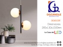 Lámpara LED Decorativa Colgante, DG60123P, 16W, 4000K Blanco Natural, 85-265Vac, Dimensiones: 285x130x1500mm, IP20, Negra con dorado