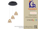 Lámpara LED Decorativa Colgante, DG50362P, 24W, 6000K Blanco Frío, 85-265Vac, Dimensiones: 440x440x1500mm, IP20, Negro con dorado