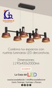 Lámpara LED Decorativa Colgante, DG50892P, 65W, 4000K Blanco Natural, 85-265Vac, Dimensiones: 1190x400x2000mm, IP20, Negro con Rose Gold