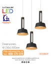 Lámpara LED Decorativa Colgante, DG50882P, 8W, 4000K Blanco Natural, 85-265Vac, Dimensiones: Φ150x1500mm, IP20, Rose Gold con Negro