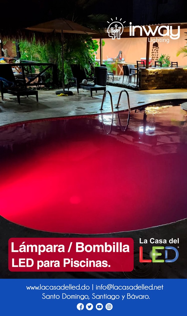 Bombilla p/Lámpara de Piscina LED, PAR56, 25W, RGB, 12Vac, Base: UW, No incluye control, No tiene memoria interna, IP68