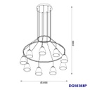 Lámpara LED Decorativa Colgante, DG50368P, 72W, 4000K Blanco Natural, 85-265Vac, Dimensiones: 1000x1000x1500mm, IP20, Negro con dorado